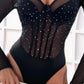 Esther - Black Bodysuit with Rhinestones