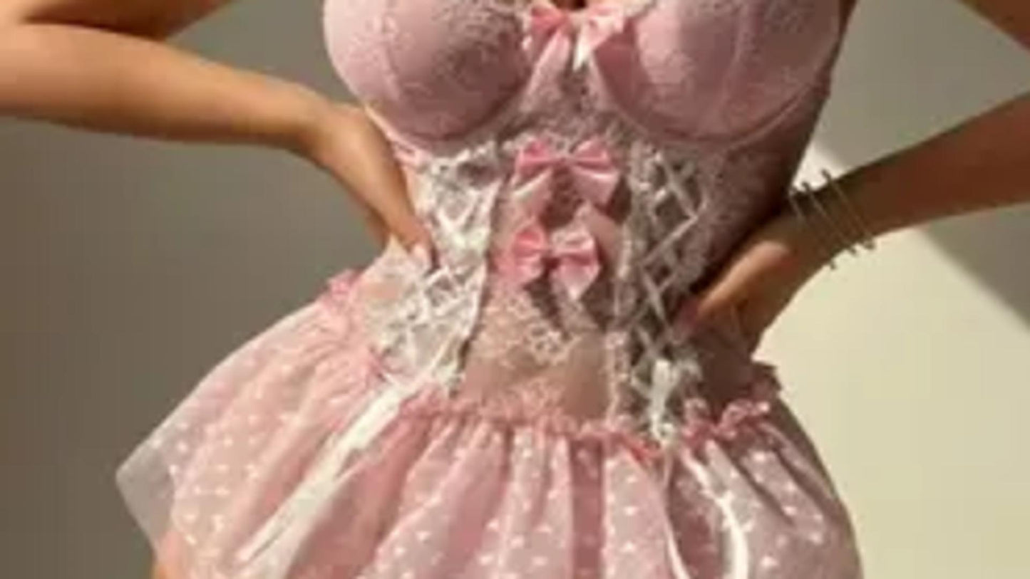 Isaline - Pink Corset and Sexy Petticoat
