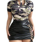Lara – Camouflage-Outfit und Kunstlederrock