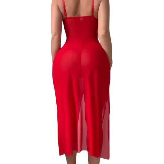 Dahlia - Robe de nuit glamour en rouge passion
