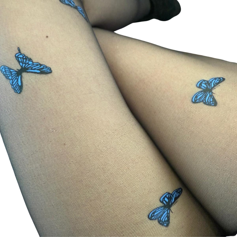 Blaue Schmetterlingsstrumpfhose