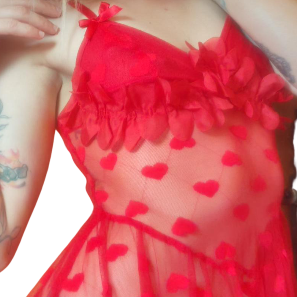 Valentina - Robe de Nuit Romantique en Tulle Rouge