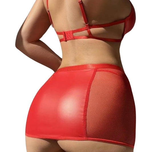 Electra - Red Faux Leather Outfit