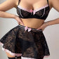 Anouchka - Set aus BH, Tanga, Rock und Strumpfgürtel