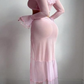 Bella - Rosa Langarm-Top-Set - Tanga - Langer Rock