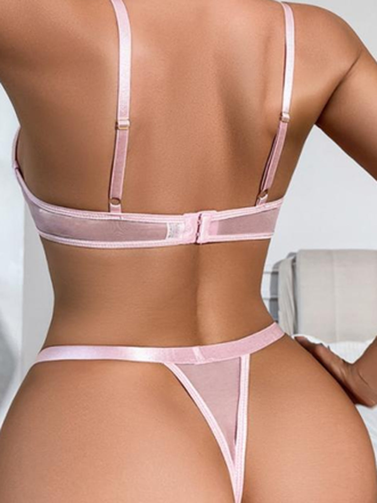 Chloé – BH- und Tanga-Set aus zartrosa Satin