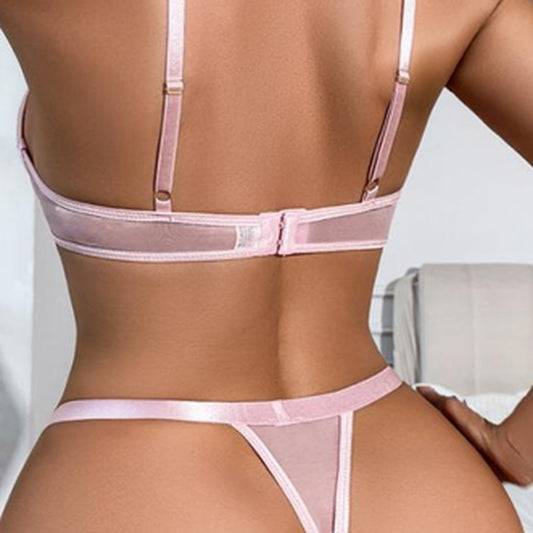 Chloé - Soft pink satin bra and thong set