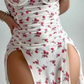 Gabriella - Long white floral nightgown - Thong