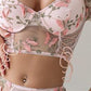 Julia - Bra Set with Sleeves
 - String - Pink Embroidered Butterflies