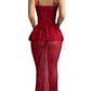 Robe lingerie longue rouge en dentelle avec armatures