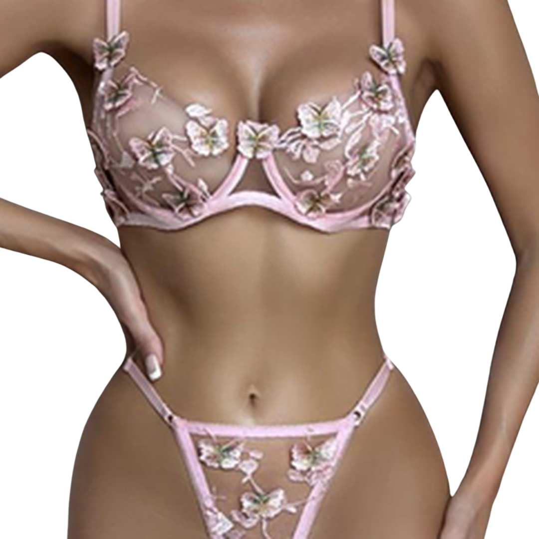 Louane - Light bra set - thong - Butterfly patterns