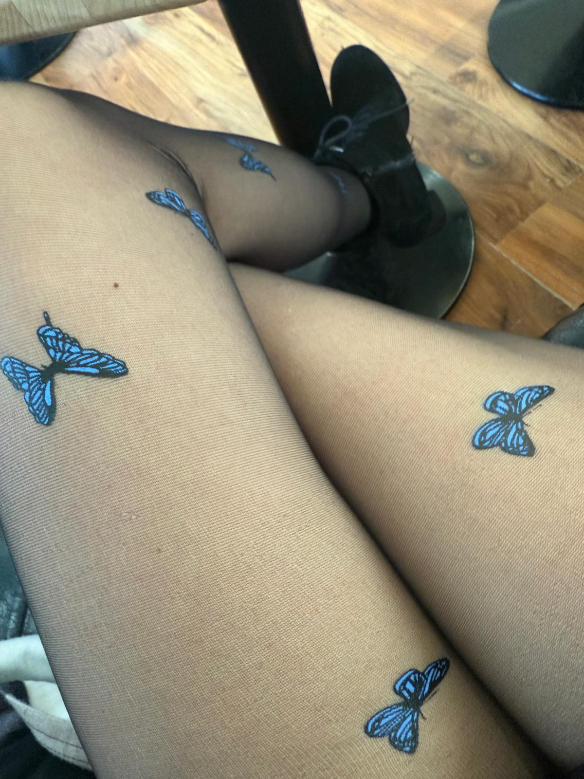 Blue Butterfly Tights