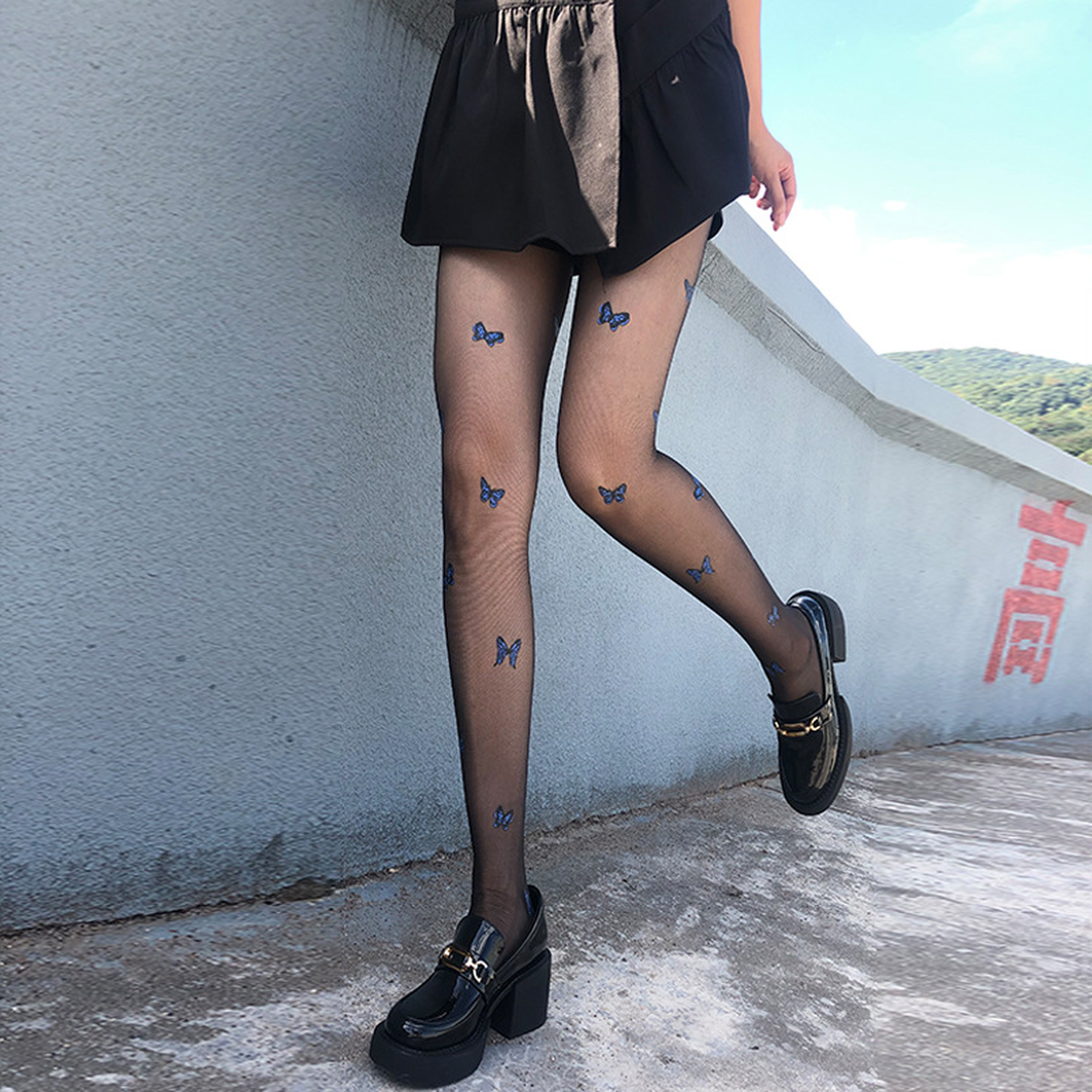 Blue Butterfly Tights