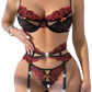 Samantha – BH-Set – Tanga – Strumpfhalter – Blumenmuster