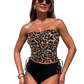 Volga - Leopard Bustier Swimsuit Black Panties